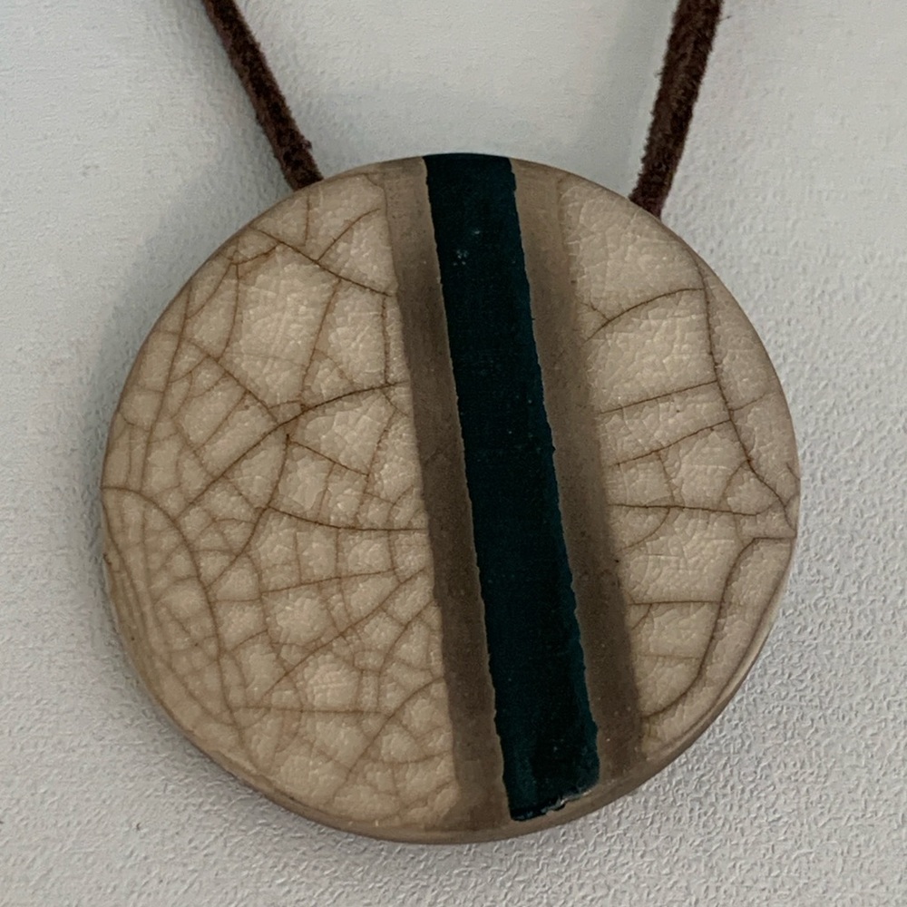 Artisan Raku Handmade Stonewear Ceramic Pendant Necklace